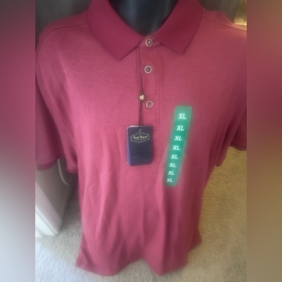 Nat Nast Other - Men’s new size XL Nat Nast three button polo red maroon shirt short sleeve